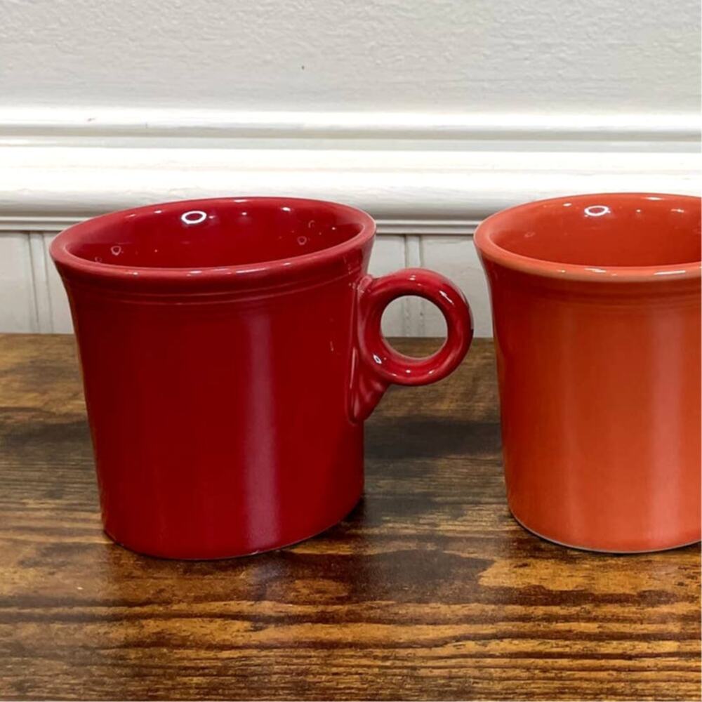 Fiesta Coffee Mugs Set of 3 Classic Ring Handle Cup Persimmon Scarlet Sunflower - Picture 4 of 6